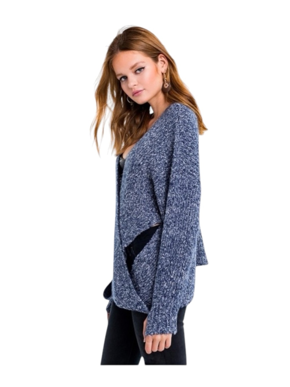 new Wildfox ❤︎ Drew Reversible Cozy Chunky Knit Sweater ❤︎ Galaxy Blue ❤︎ Medium - Picture 15 of 16
